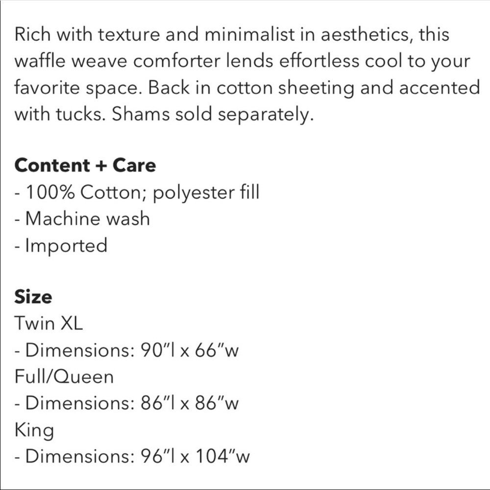 2 LEFT!!!!NEW!Urban Outfitters Waffle Queen Size Comforter Light Grey - Picture 6 of 6
